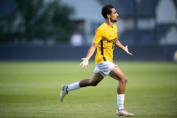 Moshtaba Al-Hasnawi celebrating the season's first goal v. Loyola Marymount.